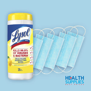 BUNDLE: Lysol Disinfecting Wipes & 3-Ply Disposable Face Masks - LIMITED QUANTITY